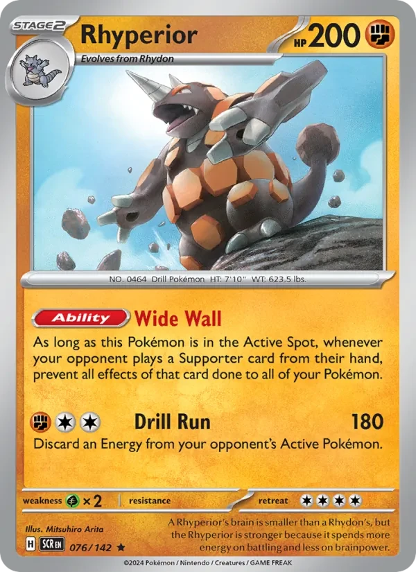 Rhyperior 076/142 Stellar Crown Pokémon card