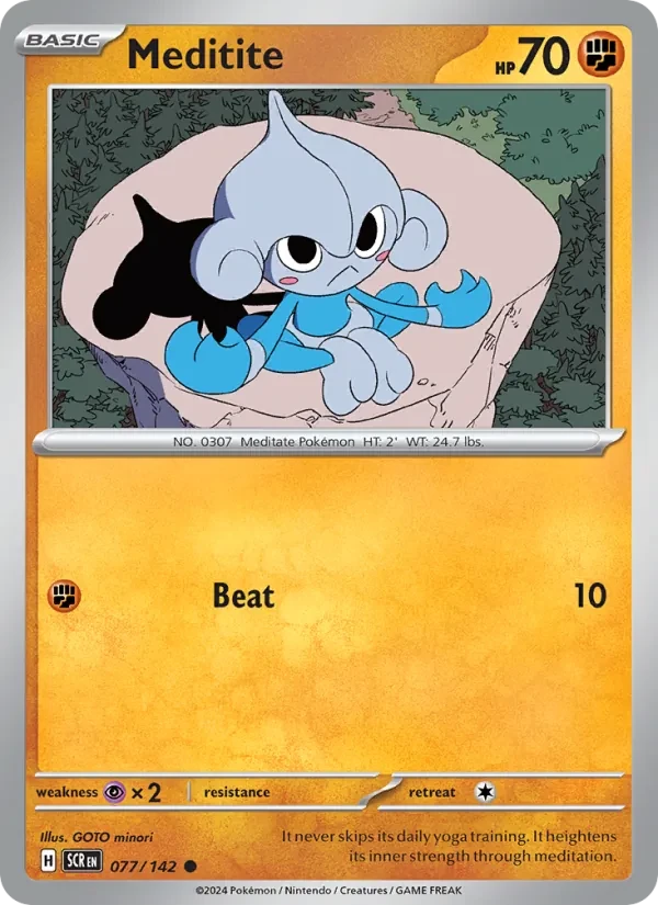 Meditite 077/142 Stellar Crown Pokémon card