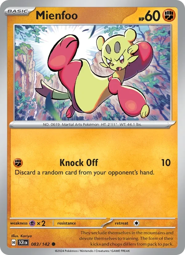 Mienfoo 083/142 Stellar Crown Pokémon card