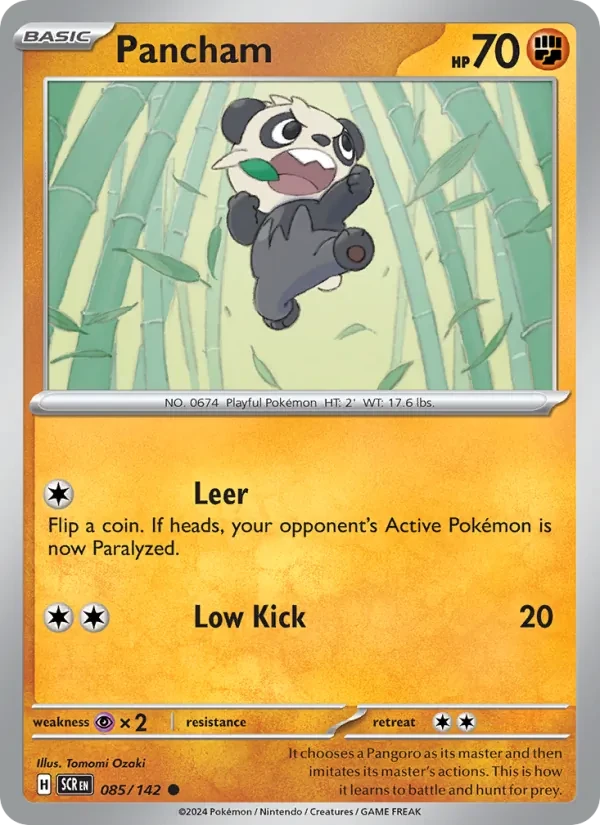 Pancham 085/142 Stellar Crown Pokémon Karte