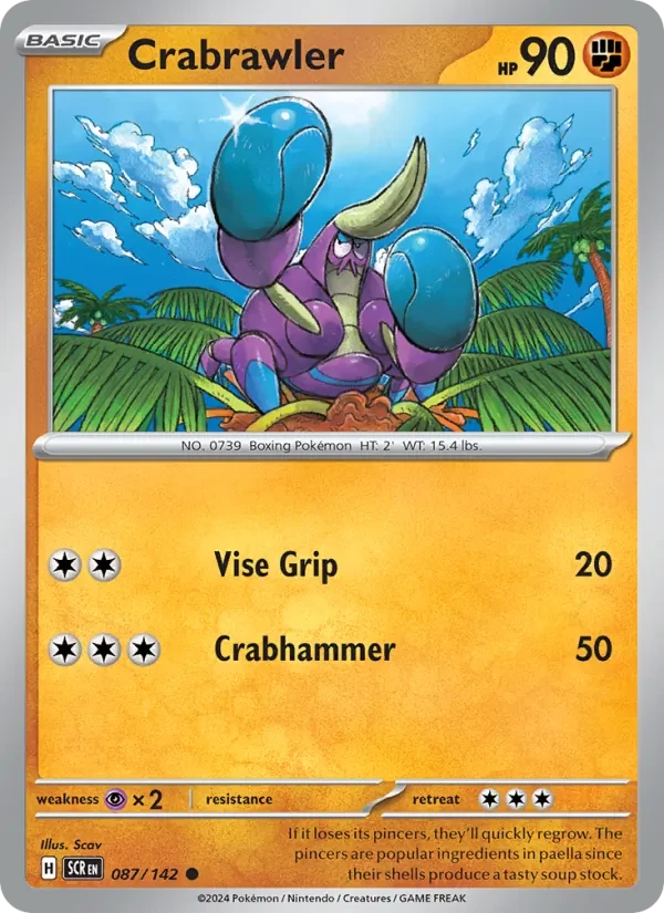 Crabrawler 087/142 Stellar Crown Pokémon card
