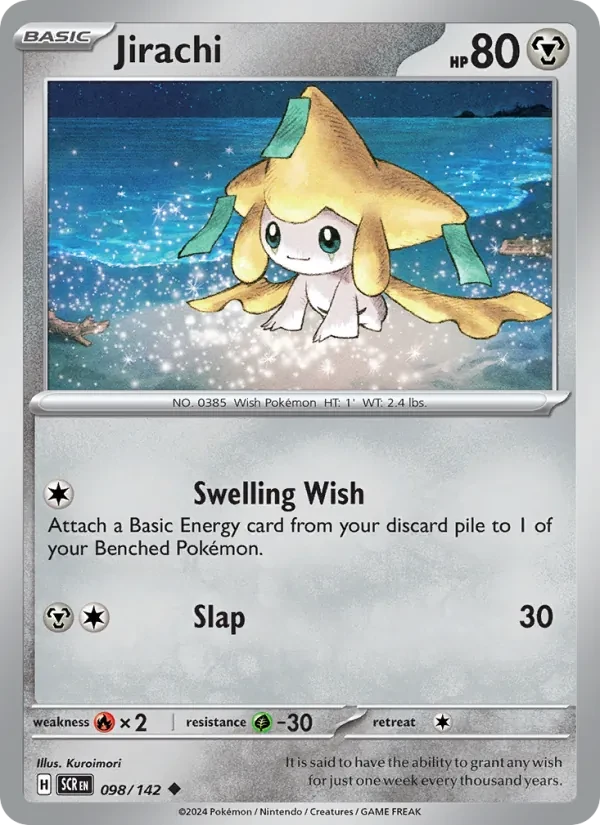 Jirachi 098/142 Stellar Crown Pokémon card