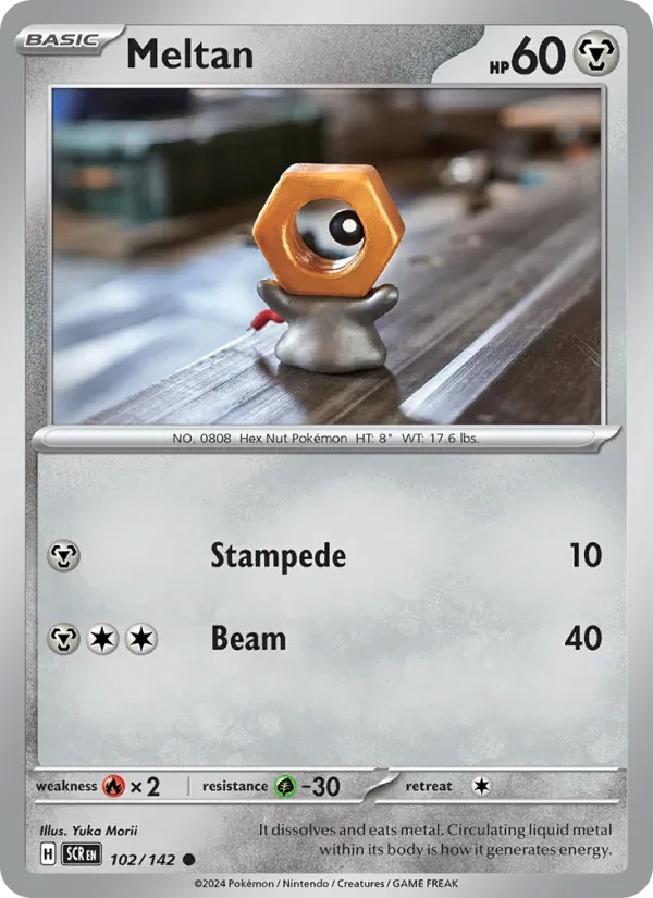 Meltan 102/142 Stellar Crown Pokémon card