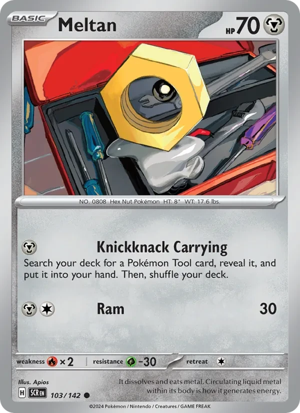 Meltan 103/142 Stellar Crown Pokémon card