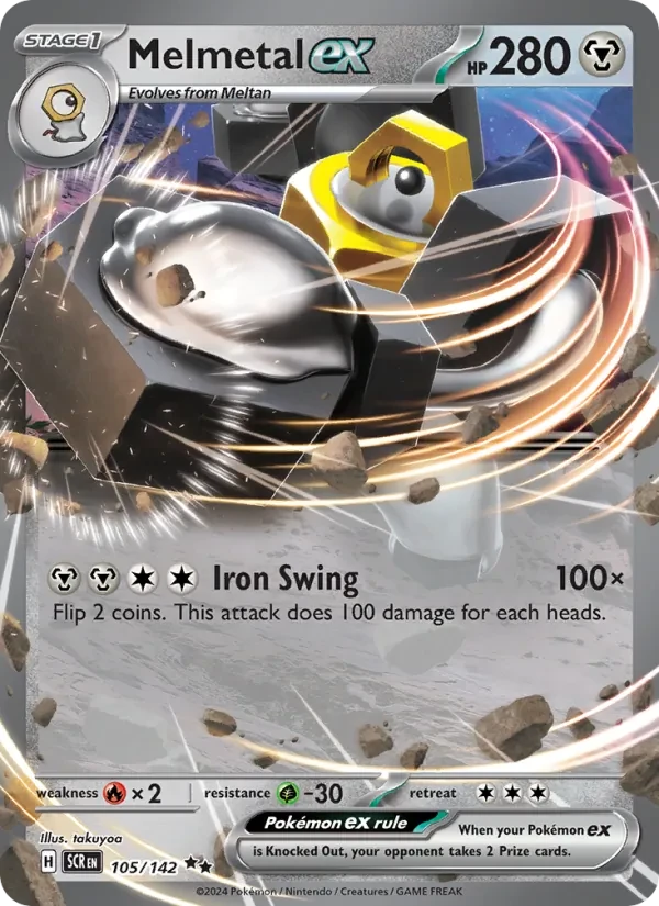 Melmetal ex 105/142 Stellar Crown Pokémon card