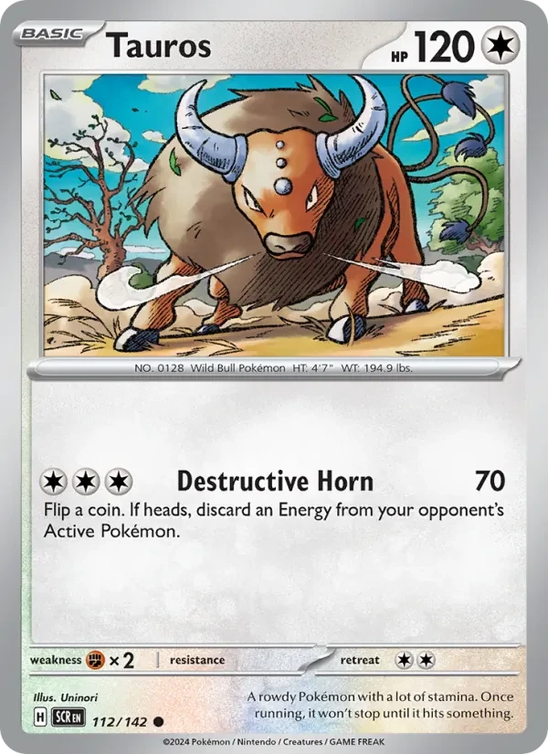 Tauros 112/142 Stellar Crown Pokémon card