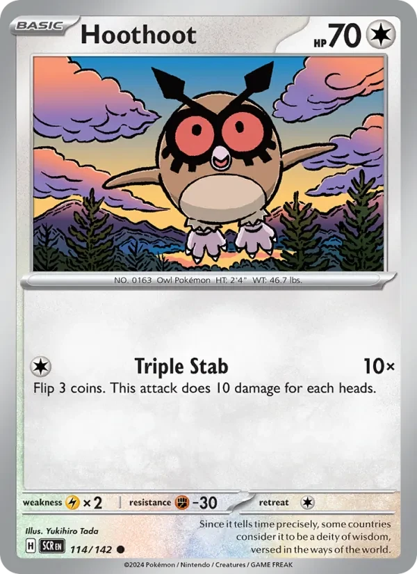 Carta Pokémon Hoothoot 114/142 Stellar Crown