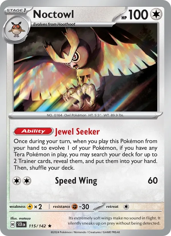Noctowl 115/142 Stellar Crown Pokémon Karte