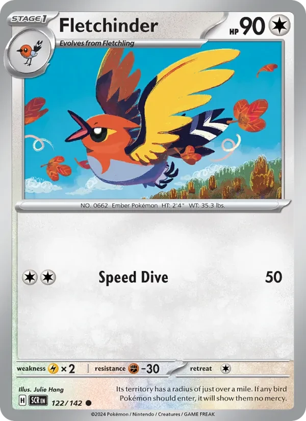 Fletchinder 122/142 Stellar Crown Pokémon Karte