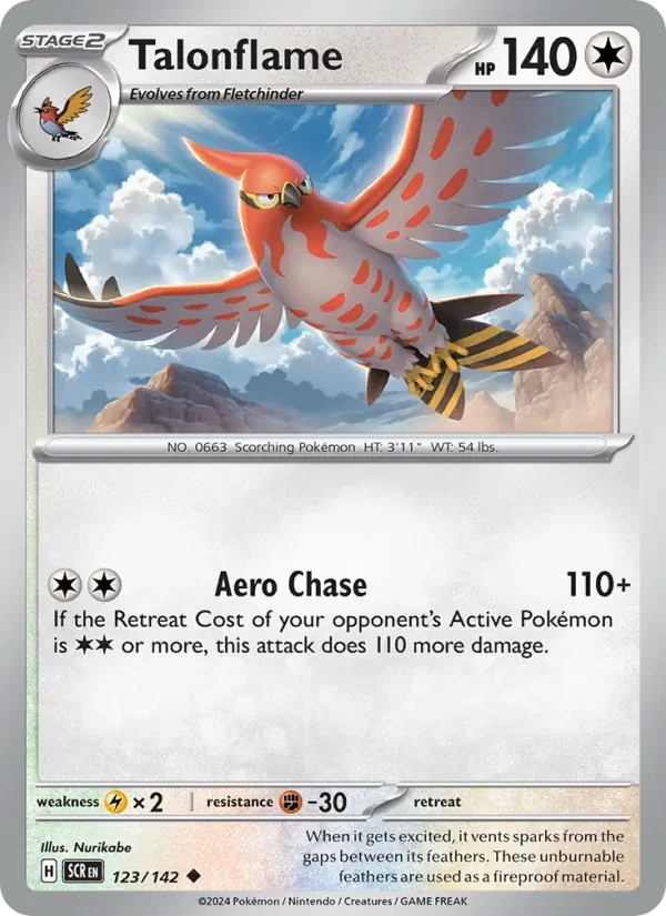 Talonflame 123/142 Stellar Crown Pokémon card