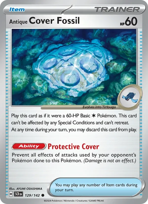 Antique Cover Fossil 129/142 Stellar Crown Pokémon Karte