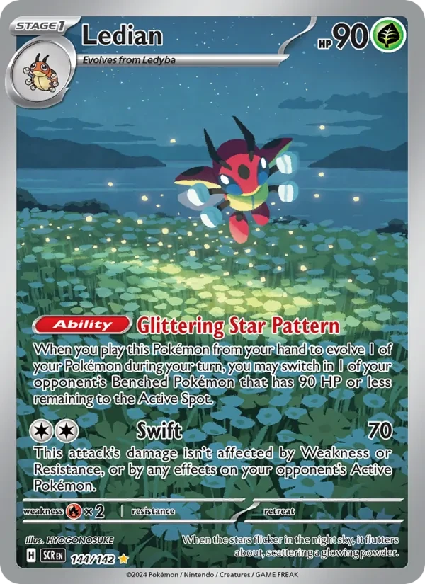 Ledian 144/142 Stellar Crown Pokémon card