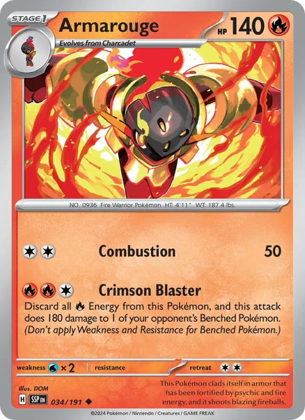 Armarouge 034/191 Surging Sparks Pokémon card