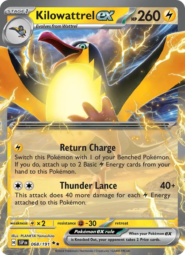 Kilowattrel ex 068/191 Surging Sparks Pokémon card