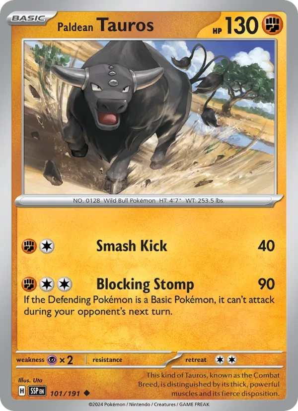 Paldean Tauros 101/191 Surging Sparks Pokémon card