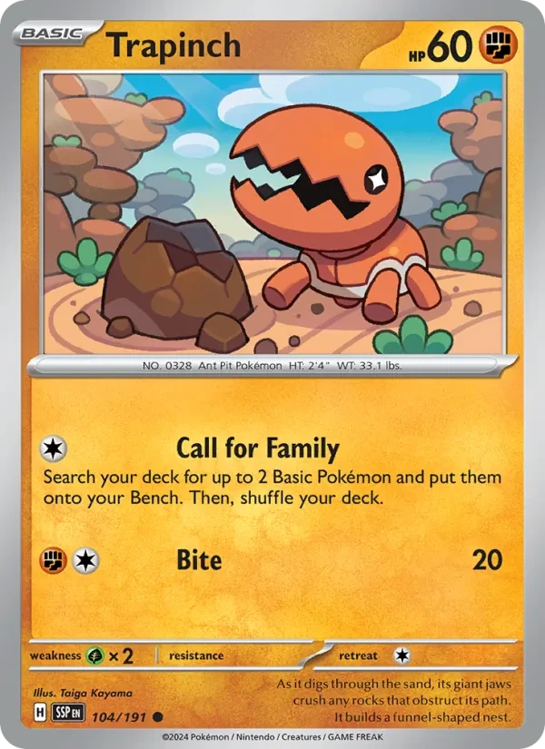 Trapinch 104/191 Surging Sparks Pokémon card