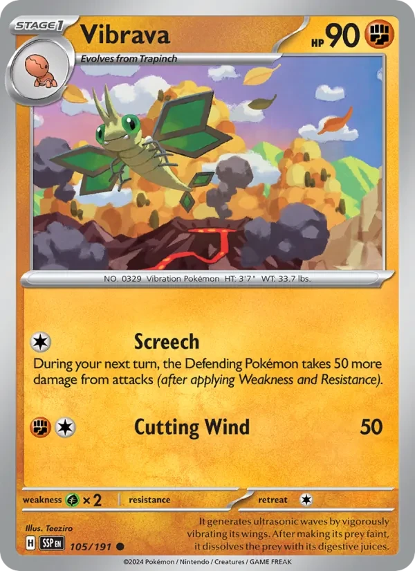 Vibrava 105/191 Surging Sparks Pokémon card