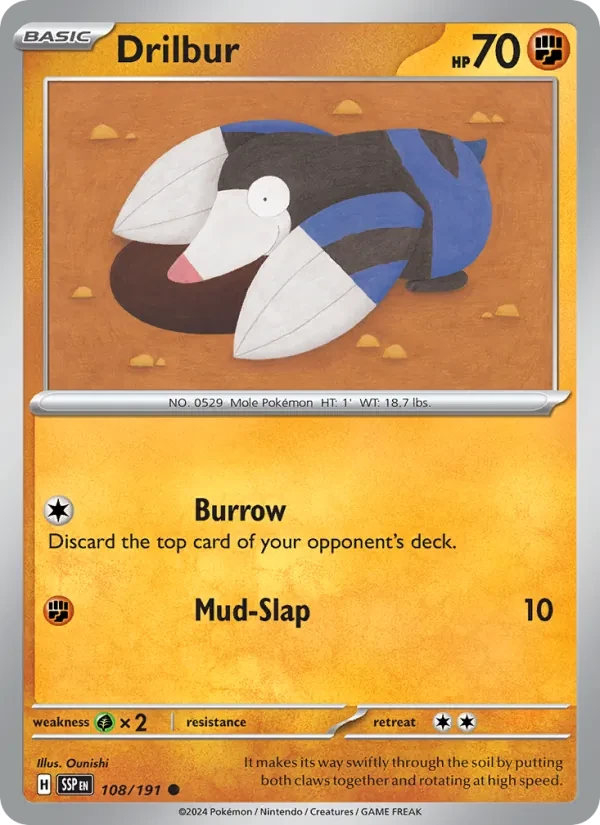 Drilbur 108/191 Surging Sparks Pokémon card