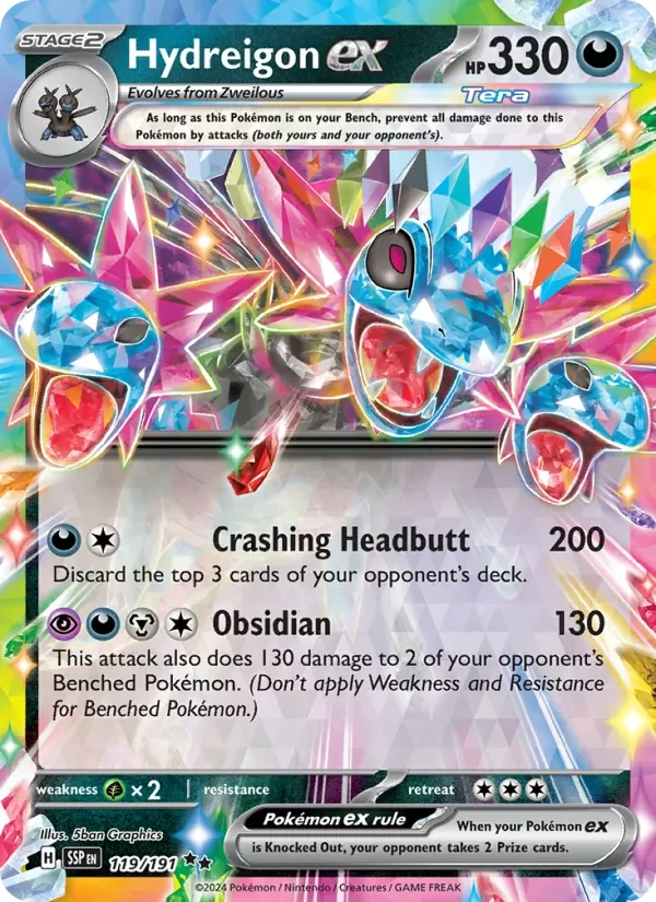 Hydreigon ex 119/191 Surging Sparks Pokémon card