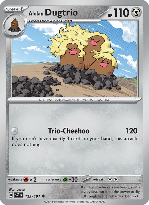 Carta Pokémon Alolan Dugtrio 123/191 Surging Sparks