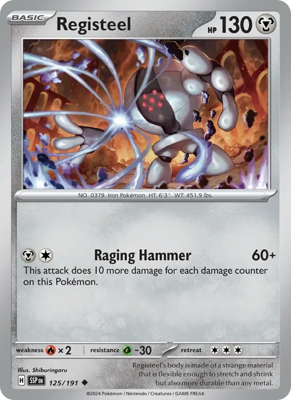 Registeel 125/191 Surging Sparks Pokémon card