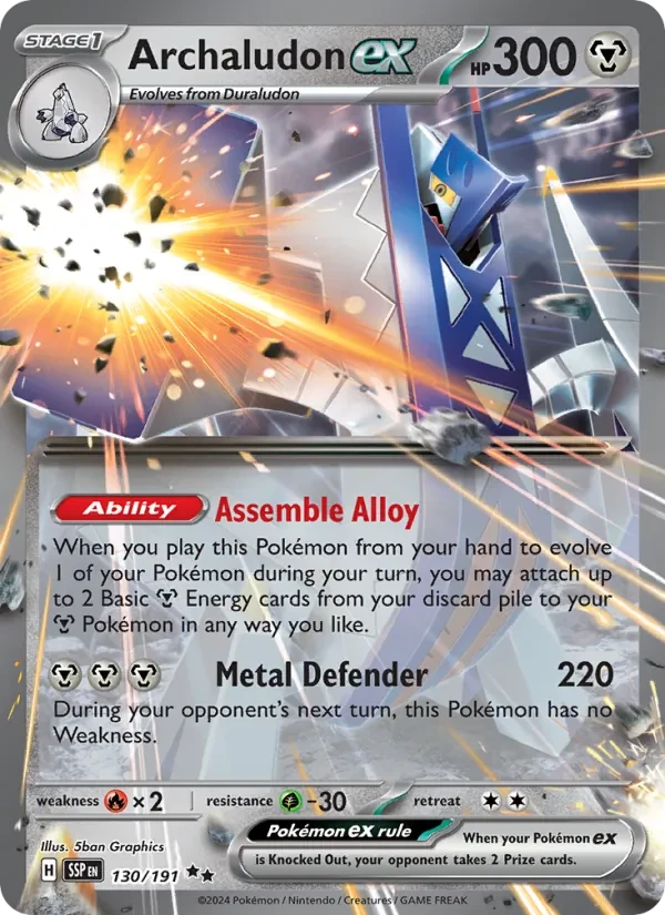 Archaludon ex 130/191 Surging Sparks Pokémon card