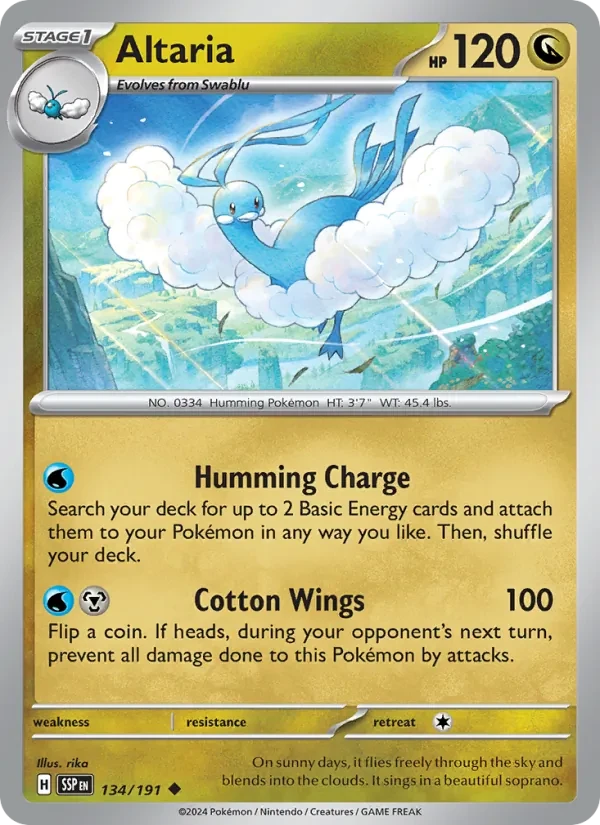 Altaria 134/191 Surging Sparks Pokémon card