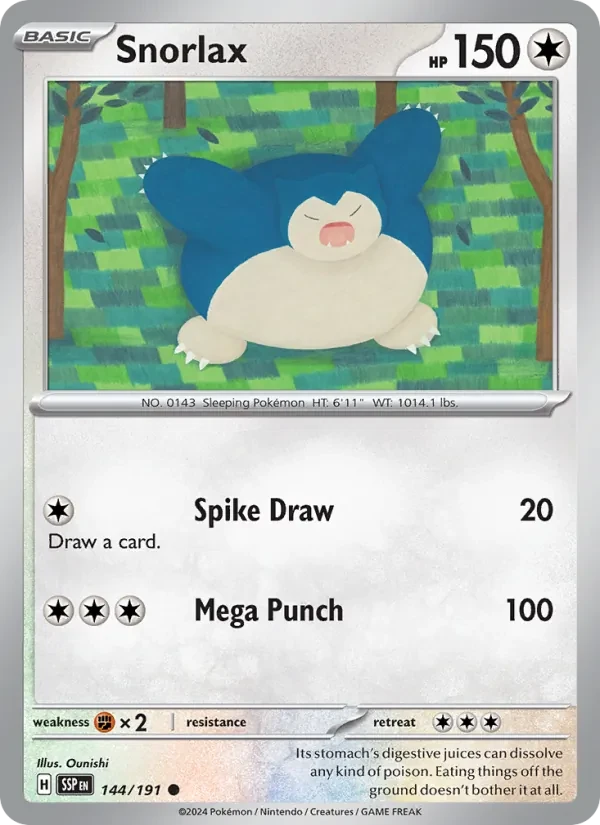 Snorlax 144/191 Surging Sparks Pokémon card