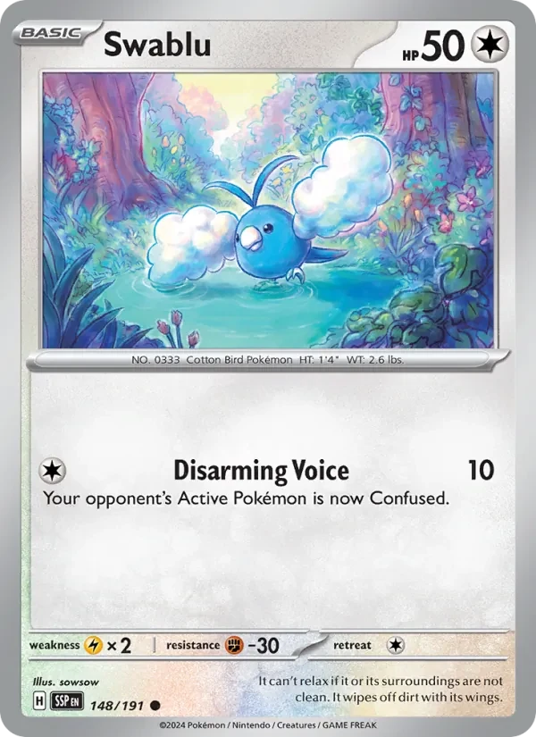 Swablu 148/191 Surging Sparks Pokémon card