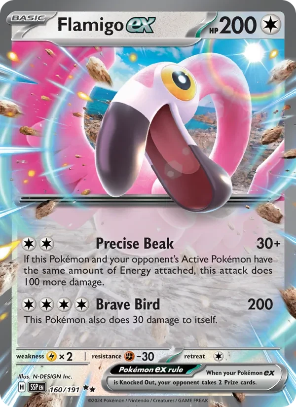 Flamigo ex 160/191 Surging Sparks Pokémon card