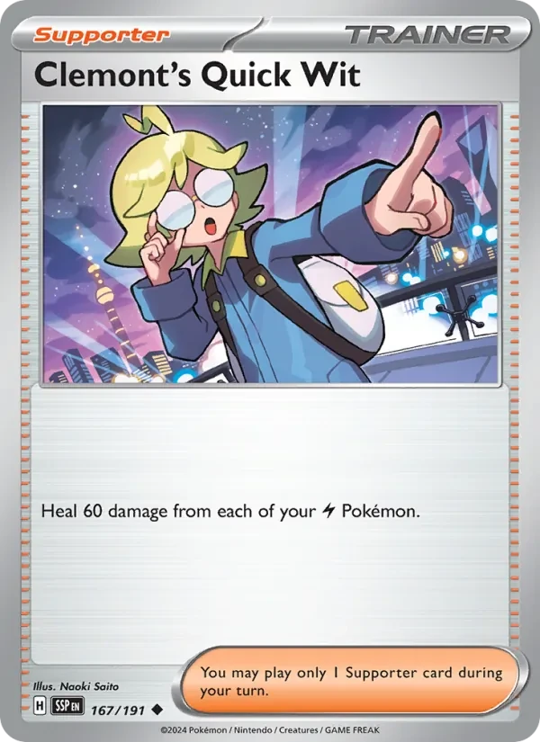 Clemont's Quick Wit 167/191 Surging Sparks Pokémon card
