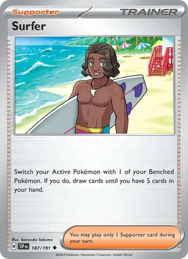 Surfer 187/191 Surging Sparks Pokémon card