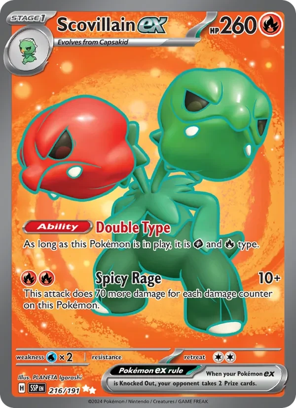 Scovillain ex 216/191 Surging Sparks Pokémon card