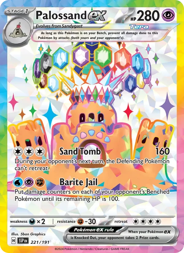 Palossand ex 221/191 Surging Sparks Pokémon card