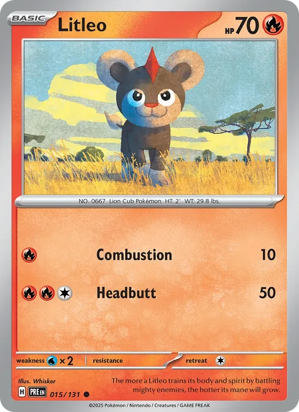 Litleo 015/131 Prismatic Evolutions Pokémon kaart
