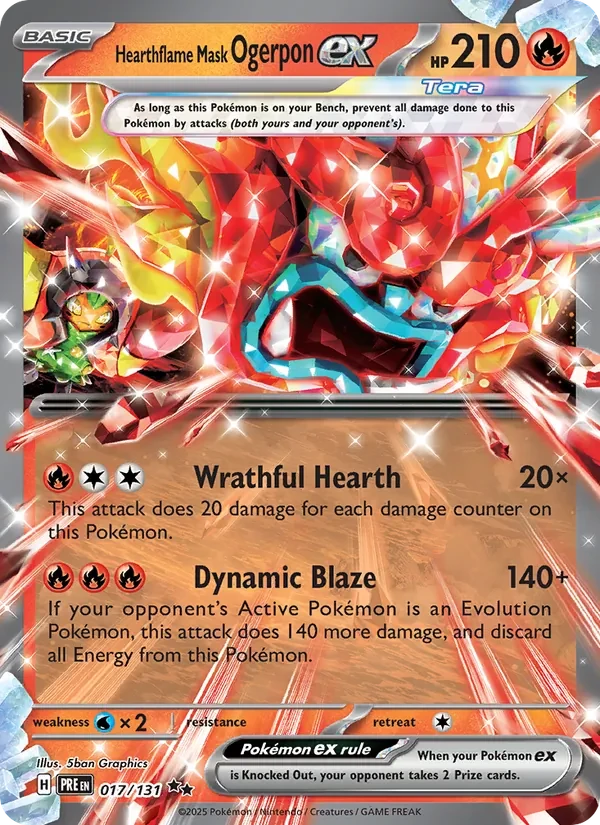 Hearthflame Mask Ogerpon ex 017/131 Prismatic Evolutions Pokémon kaart