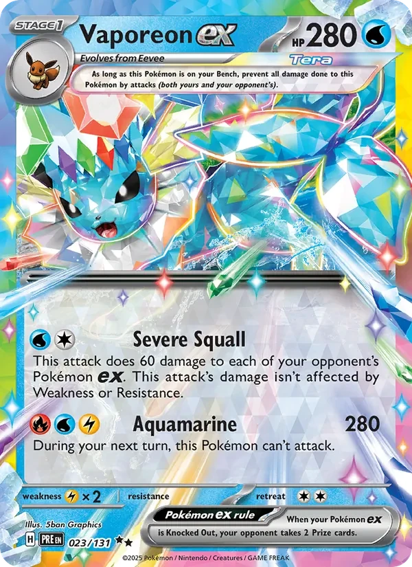 Vaporeon ex 023/131 Prismatic Evolutions Pokémon card