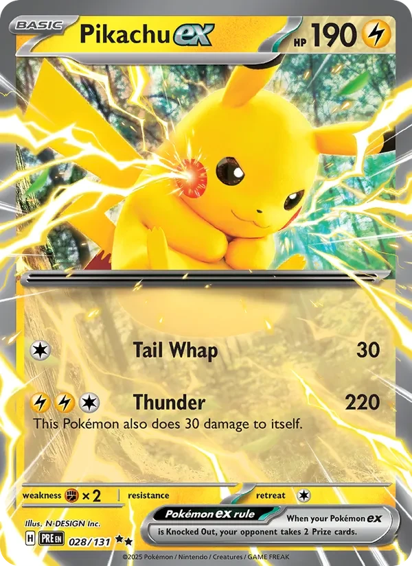 Pikachu ex 028/131 Prismatic Evolutions Pokémon card