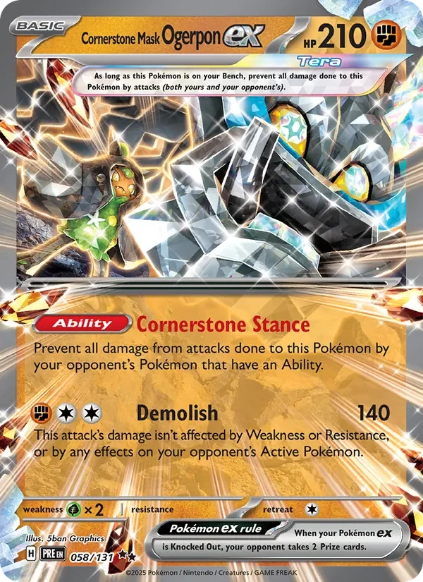 Cornerstone Mask Ogerpon ex 058/131 Prismatic Evolutions Pokémon card