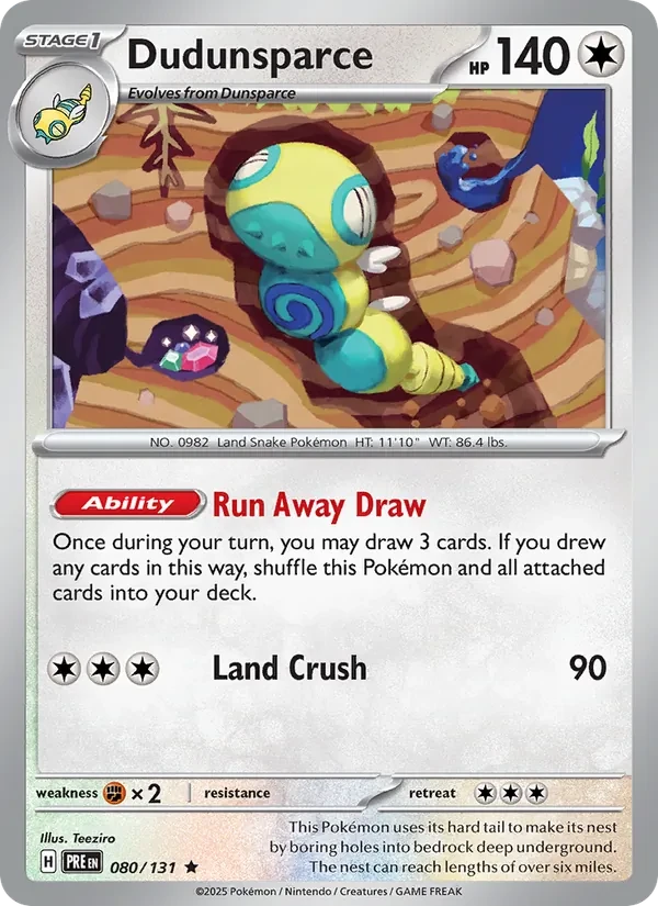 Carta Pokémon Dudunsparce 080/131 Prismatic Evolutions