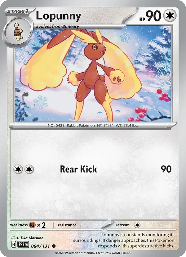 Lopunny 084/131 Prismatic Evolutions Pokémon card
