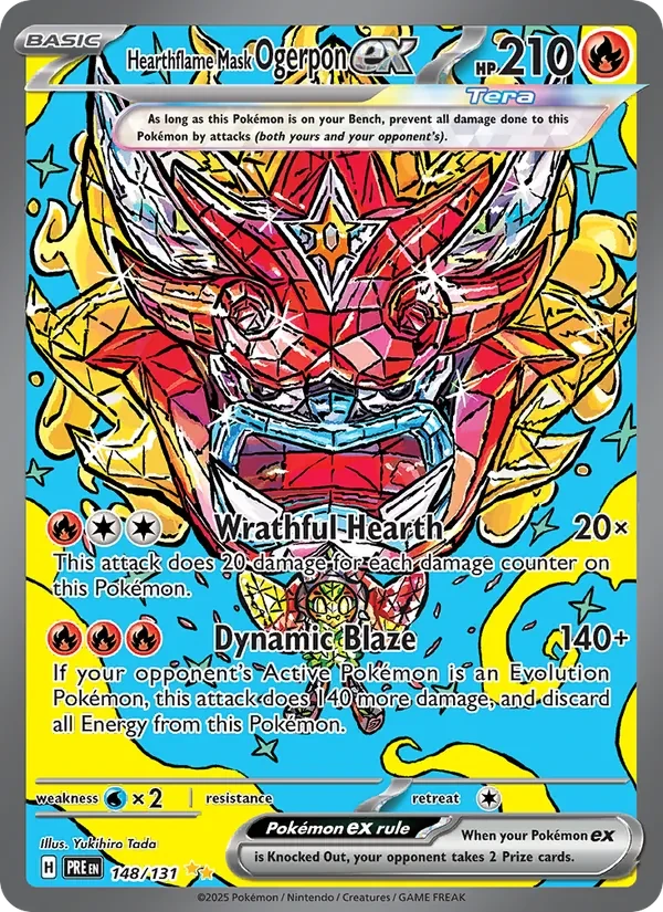 Hearthflame Mask Ogerpon ex 148/131 Prismatic Evolutions Pokémon Karte