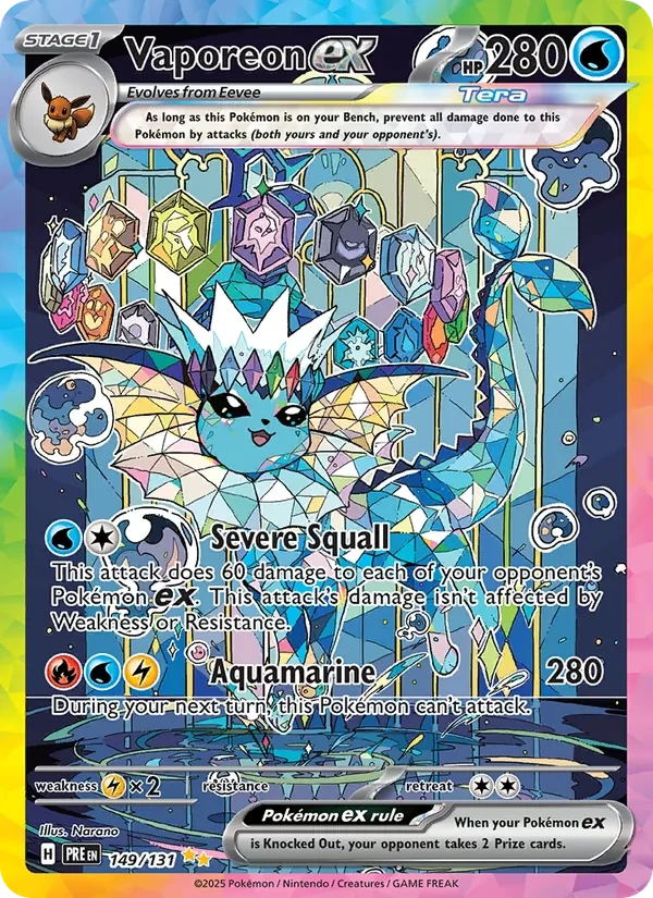Vaporeon ex 149/131 Prismatic Evolutions Pokémon card