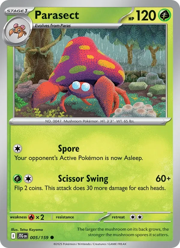 Parasect 005/159 Journey Together Pokémon Karte