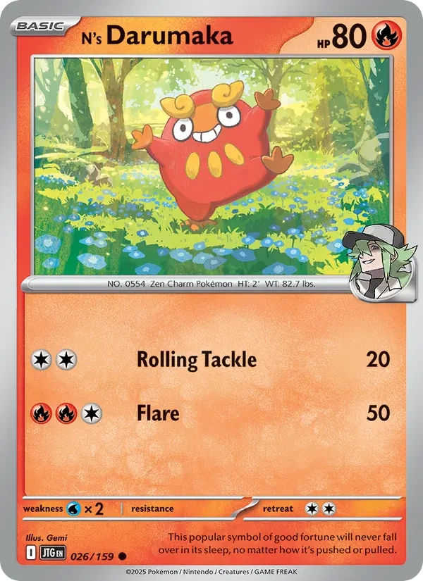 N's Darumaka 026/159 Journey Together Pokémon Karte