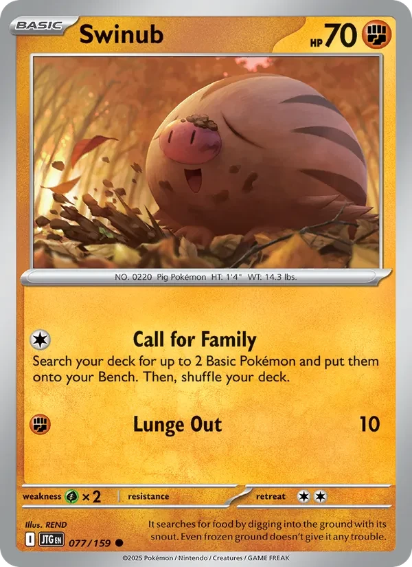 Swinub 077/159 Journey Together Pokémon card