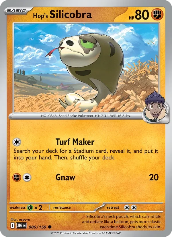 Hop's Silicobra 086/159 Journey Together Pokémon card
