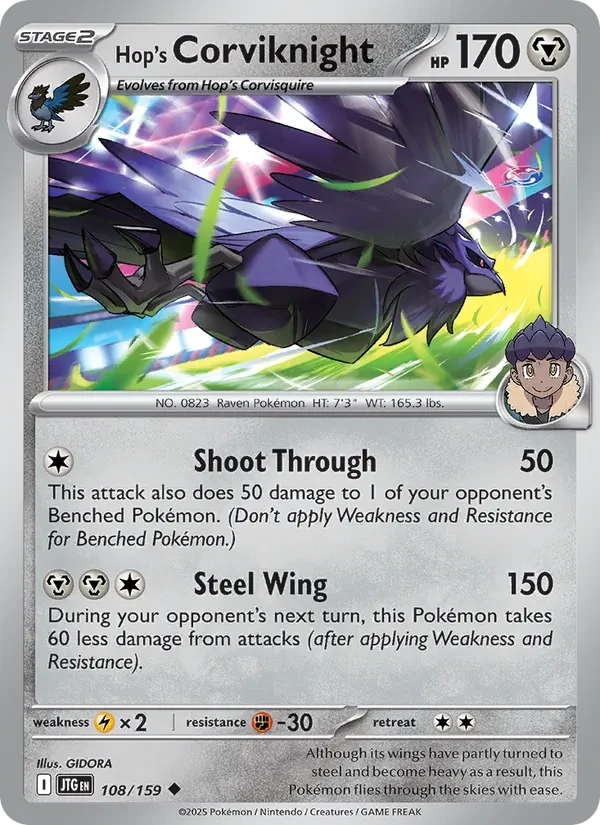 Hop's Corviknight 108/159 Journey Together Pokémon Karte