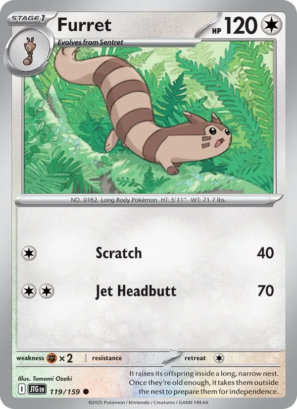 Furret 119/159 Journey Together Pokémon card