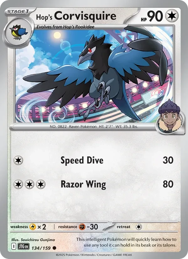 Hop's Corvisquire 134/159 Journey Together Pokémon Karte